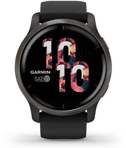 Garmin Venu 2 Smartwatch - 45mm - Slate Black Fiber-reinforced Polymer Case with Black Silicone Silicone Strap