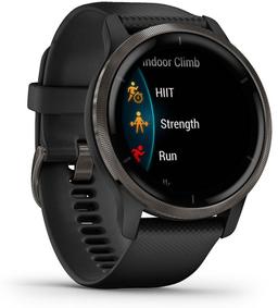 Garmin Venu 2 Smartwatch - 45mm - Slate Black Fiber-reinforced Polymer Case with Black Silicone Silicone Strap