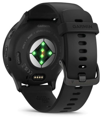 Garmin Venu 3 Smartwatch - 8GB - 45mm - Slate Fiber-reinforced Polymer Case with Black Silicone Quick Release Band