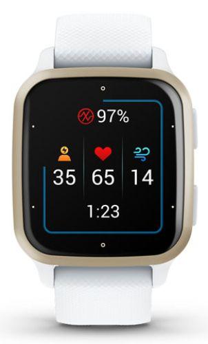Garmin Venu Sq 2 Smartwatch - Cream Gold Fiber-reinforced polymer Case with White Silicone Silicone Band