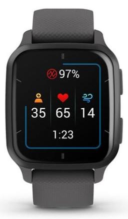 Garmin Venu Sq 2 Smartwatch - Metallic Mint Fiber-reinforced polymer Case with Shadow Gray Silicone Silicone Band