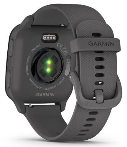 Garmin Venu Sq 2 Smartwatch - Metallic Mint Fiber-reinforced polymer Case with Shadow Gray Silicone Silicone Band