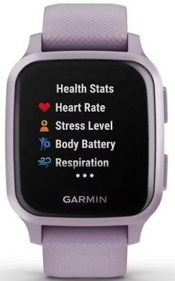 Garmin Venu Sq Smartwatch - 33.1mm - Metallic Orchid Fiber-reinforced Polymer Case with Orchid Silicone Silicone Strap