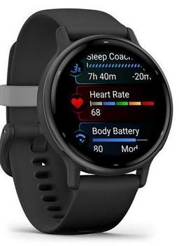 Garmin Vivoactive 5 Smartwatch - 30.4mm - Black Fibre-reinforced polymer Case with Black Silicone Silicone Strap