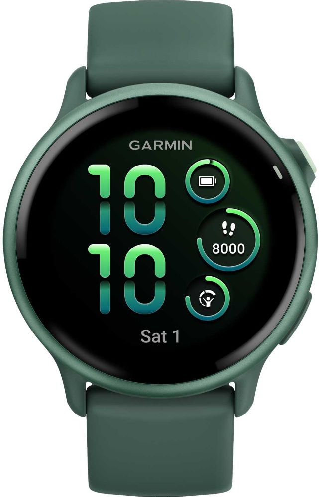 Garmin Vivoactive 6 GPS Smartwatch - 8GB - 30.4mm - Metallic Jasper Green Fiber-reinforced Polymer Case with Jasper Green Silicone Silicone Band