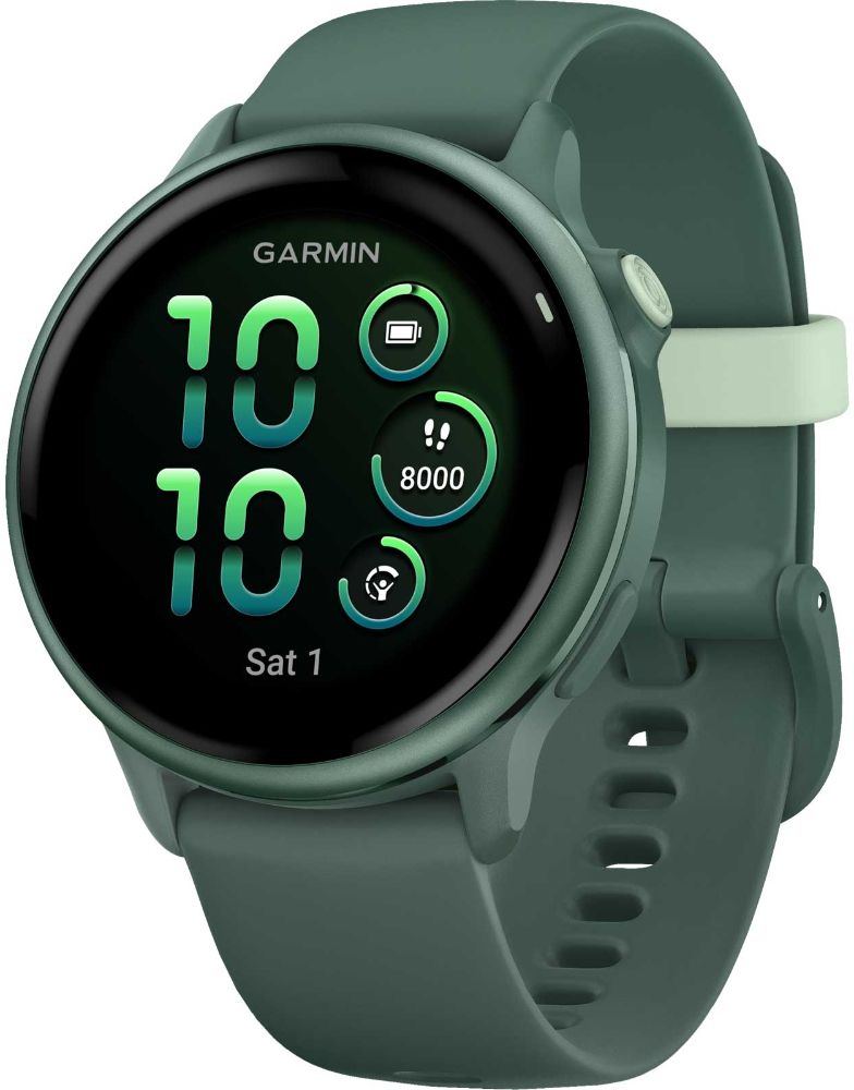 Garmin Vivoactive 6 GPS Smartwatch - 8GB - 30.4mm - Metallic Jasper Green Fiber-reinforced Polymer Case with Jasper Green Silicone Silicone Band