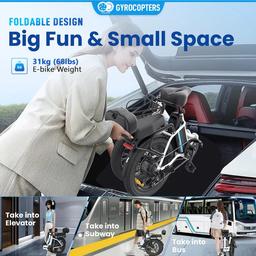 Gyrocopters iCaddy Foldable Electric Bike - White