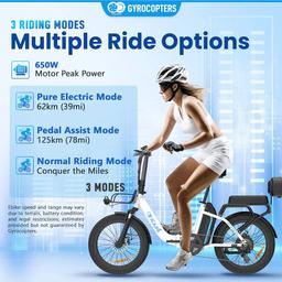 Gyrocopters iCaddy Foldable Electric Bike - White