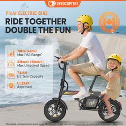 Gyrocopters PixAI Electric Foldable Cargo Bike - Black