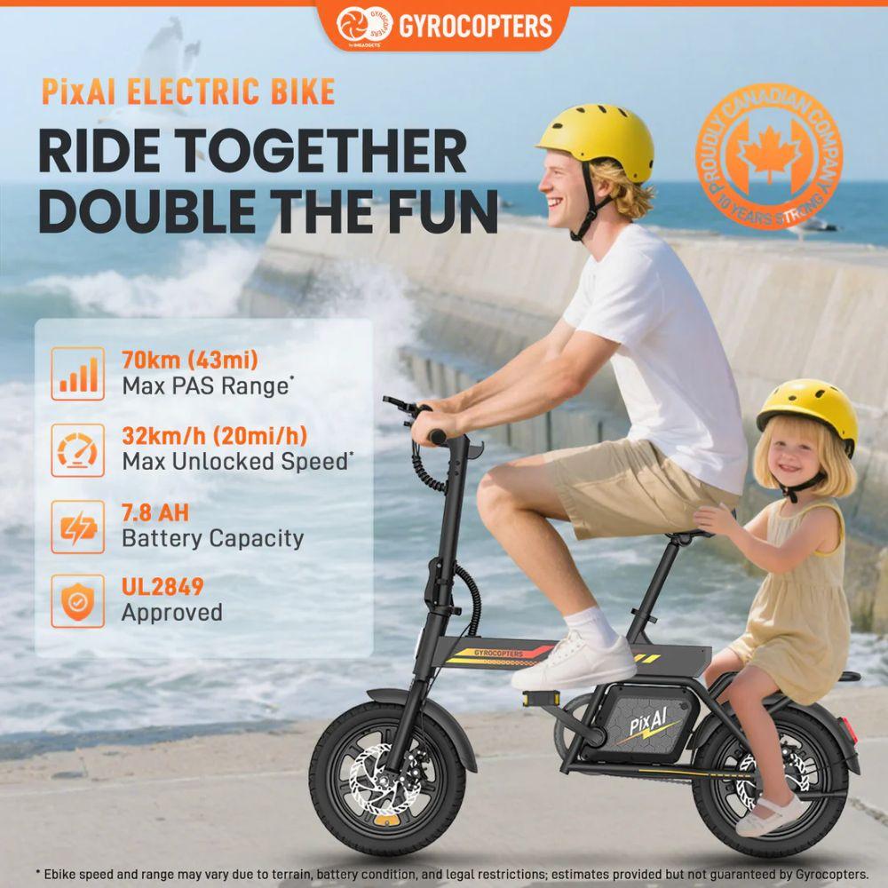 Gyrocopters PixAI Electric Foldable Cargo Bike - Black