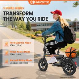 Gyrocopters PixAI Electric Foldable Cargo Bike - Black