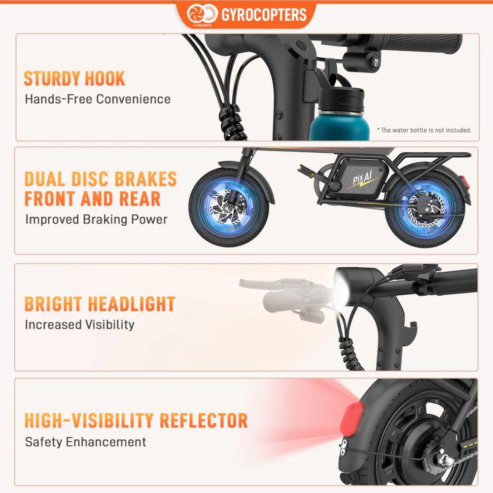 Gyrocopters PixAI Electric Foldable Cargo Bike - Black