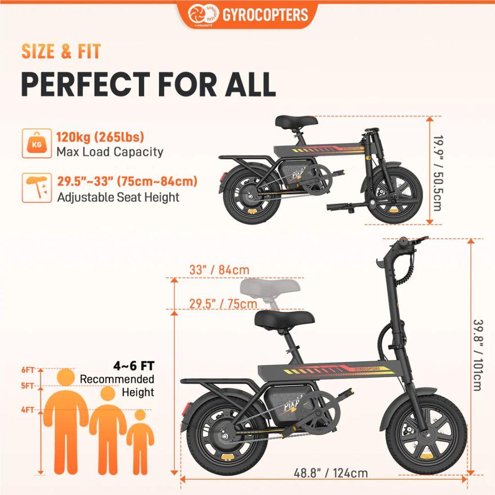 Gyrocopters PixAI Electric Foldable Cargo Bike - Black