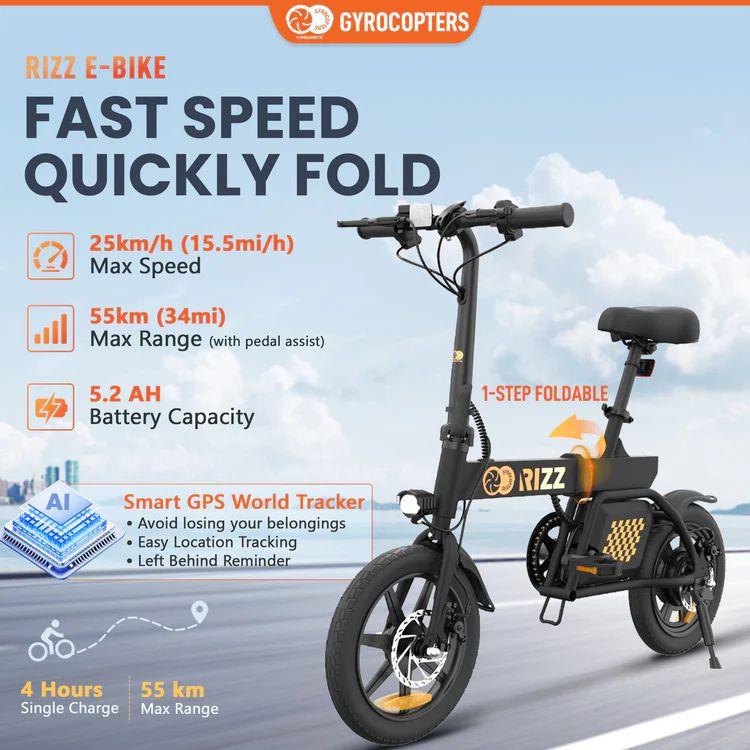 Gyrocopters Rizz Electric Bike - Black