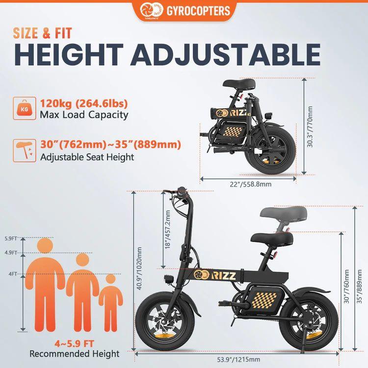 Gyrocopters Rizz Electric Bike - Black