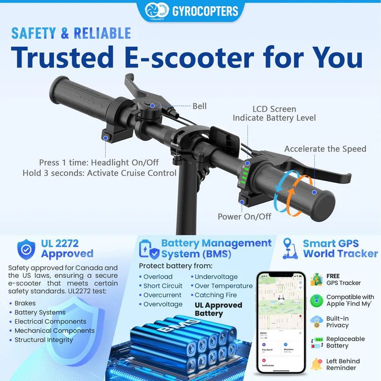 Gyrocopters Zeno Electric Scooter - Black