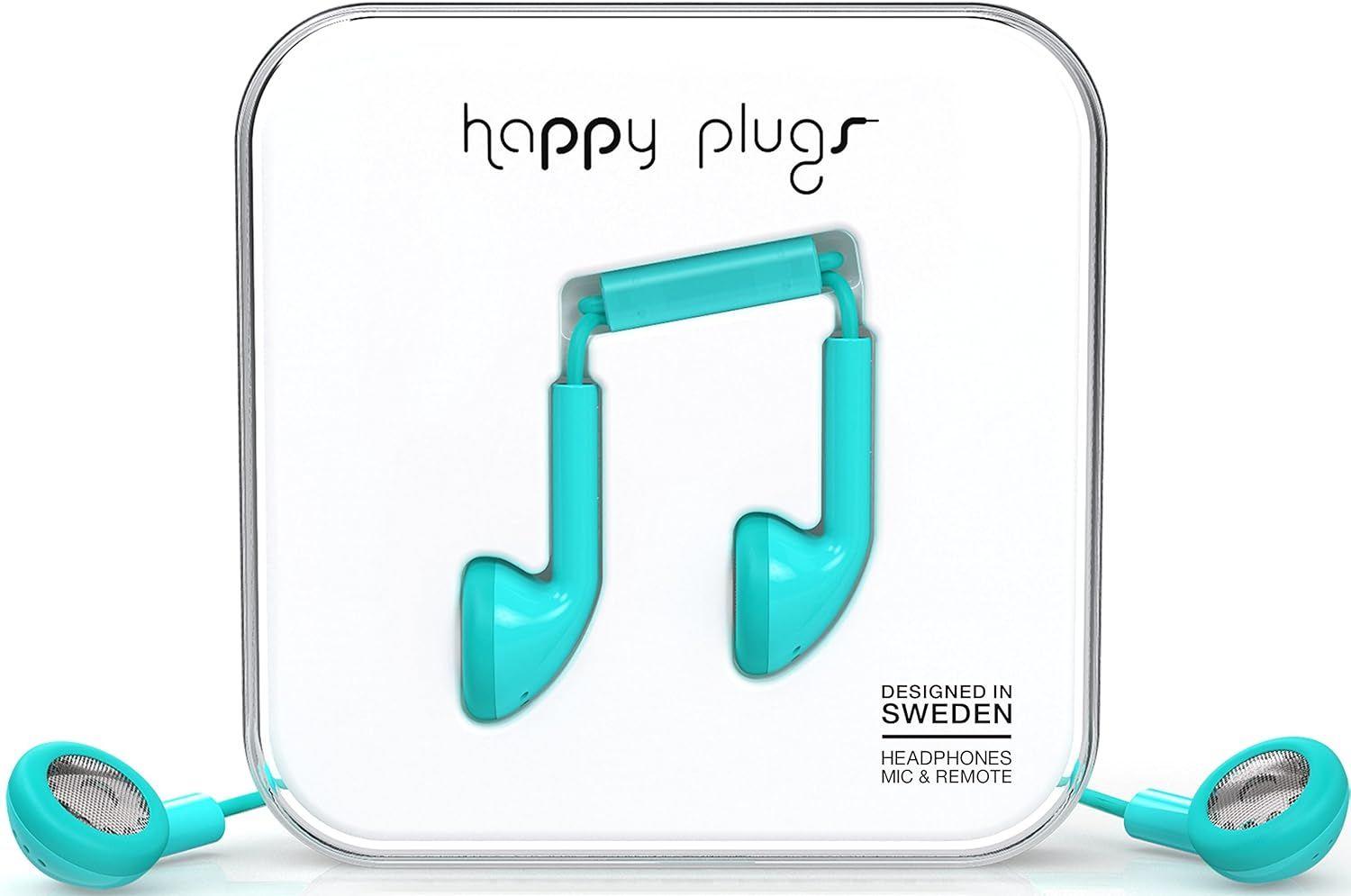 Happy Plugs Headphones with Mic and Remote - Turquoise