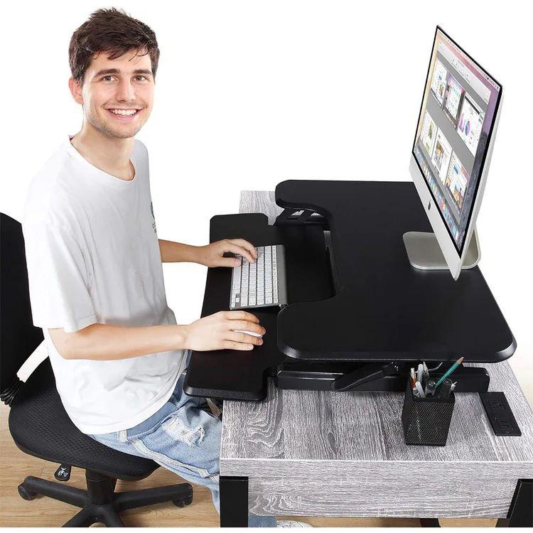 IMGadgets Adjustable Sit-Stand Desk Riser 33" - Black