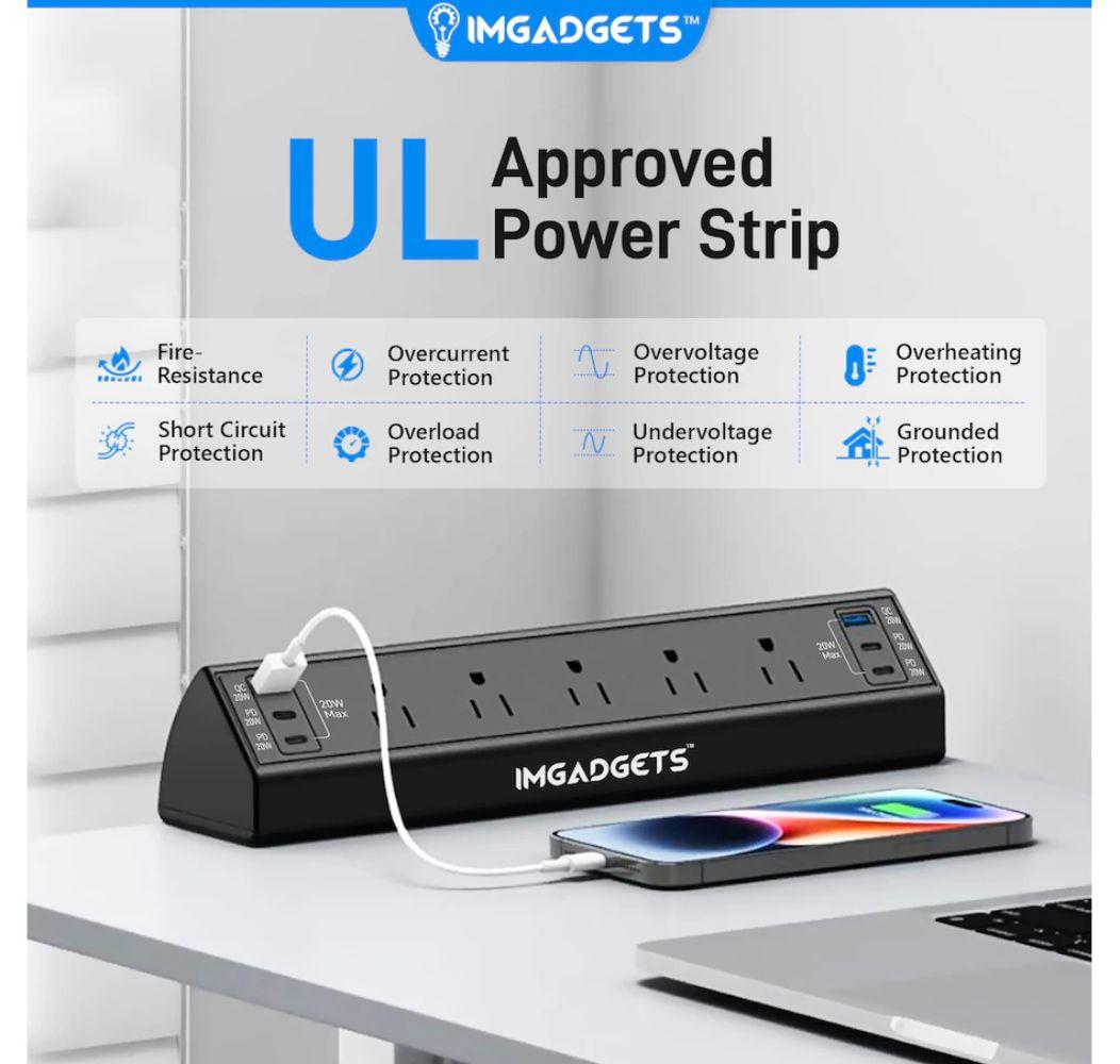 IMGadgets Desk Clamp Power Strip - Black
