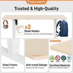 IMGadgets Standing Electric Adjustable Desk 47" x 24" - Walnut