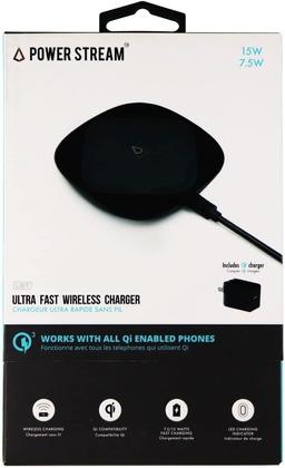 LBT 15W Wireless Charging Pad with AC Power Adapter - Black