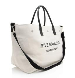 Saint Laurent Canvas Calfskin Rive Gauche Maxi Tote