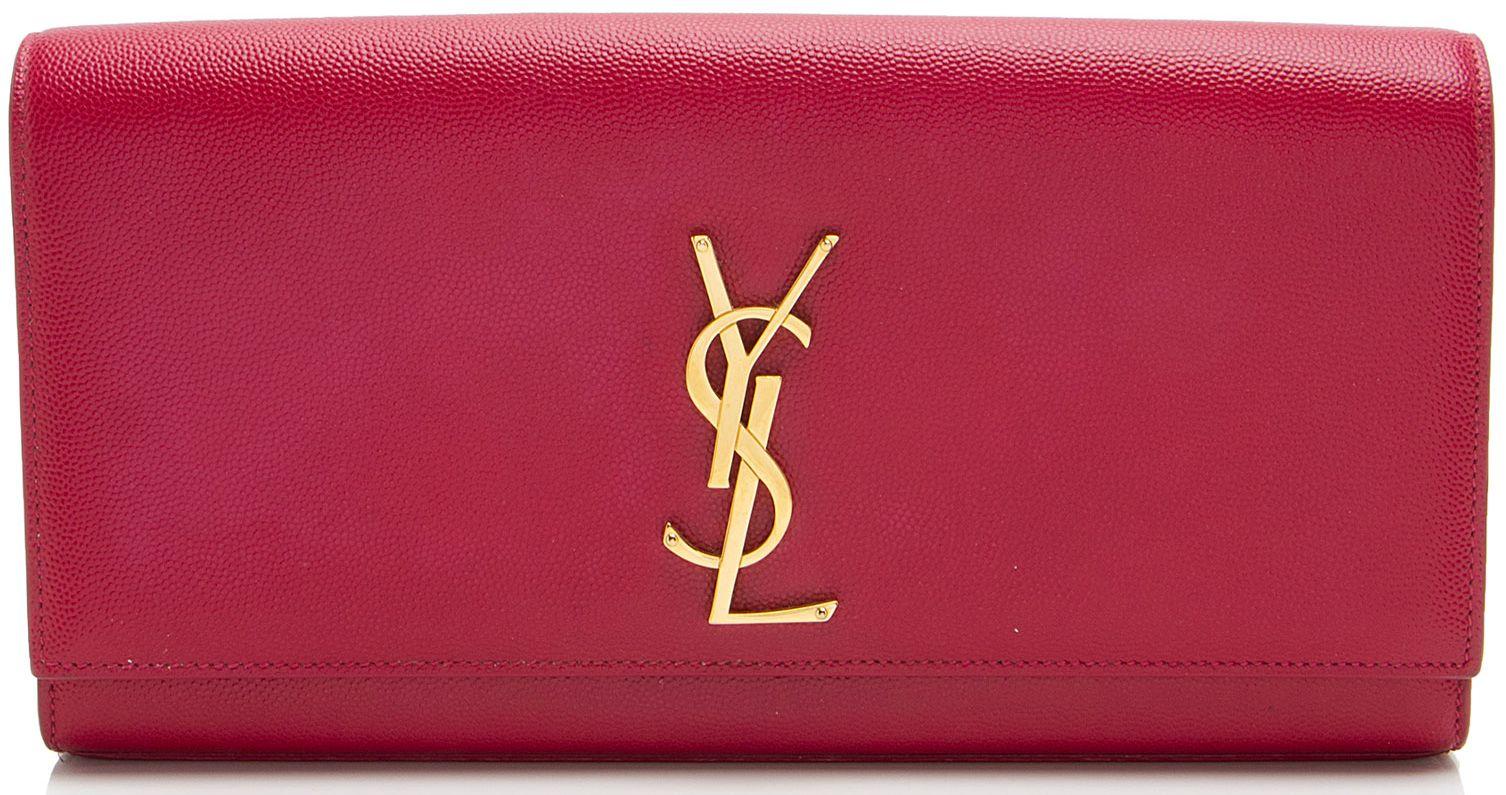 Saint Laurent Grain de Poudre Monogram Kate Clutch