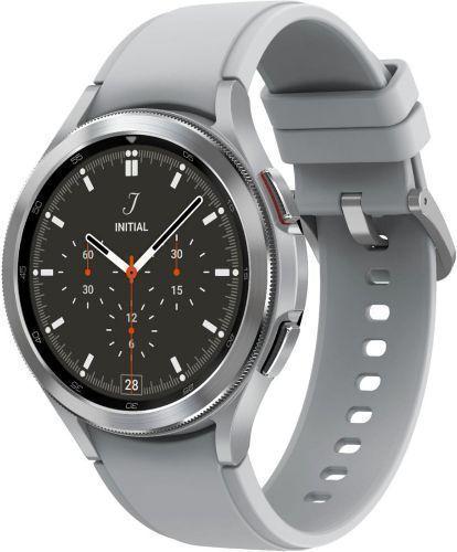 Samsung Galaxy Watch4 (Bluetooth) - 16GB - 42mm - Silver Classic (Stainless Steel) Case with Silver Fluoroelastomer Ridge Sports Band