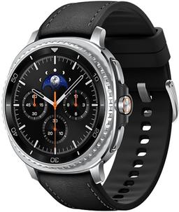 Galaxy Watch8 (Bluetooth + LTE) - 64GB - 46mm - Black Classic (Stainless Steel) Case with Black Bio-based Synthetic Leather + Rubber Hybrid Band - Medium/Large Size