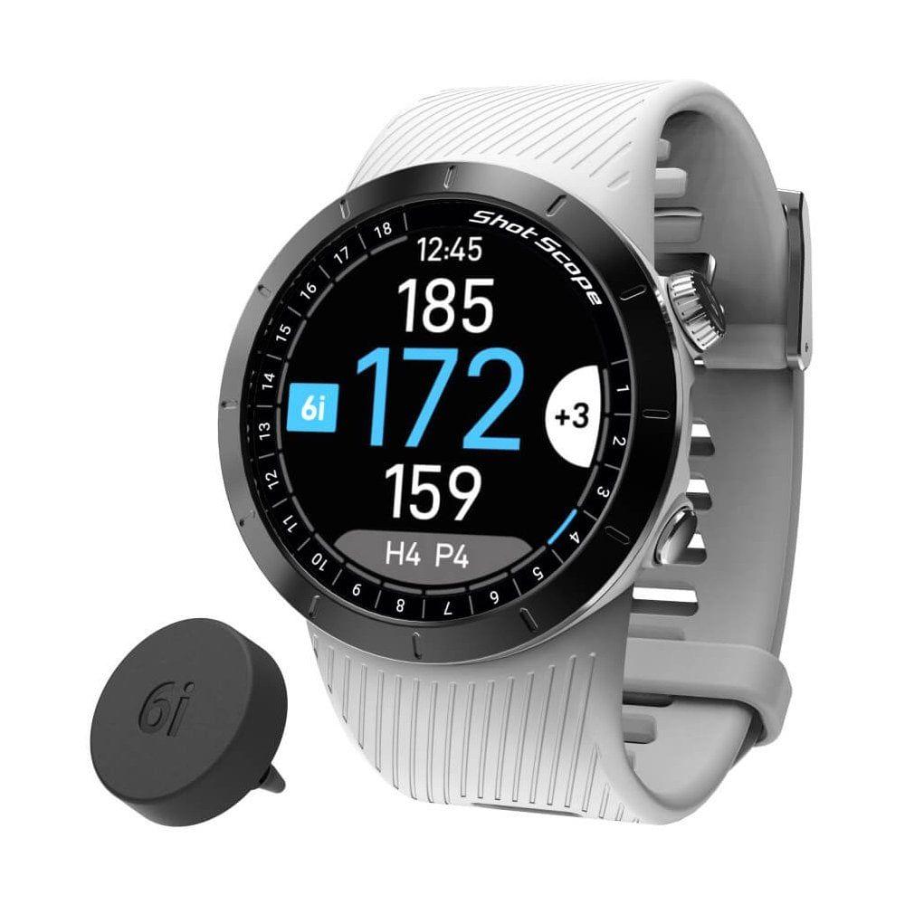 Shot Scope X5 GPS Golf Watch - 30.4mm - White ABS Plastic Case with White Silicone Silicone Band