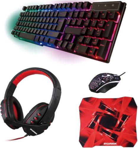 Sylvania  4-in-1 Gaming Kit with Keyboard l Headset l Mouse and Mouse Pad - Black RGB - Premium