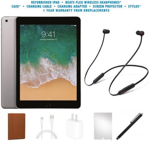 Apple iPad 5 (2017) Beats Flex BUNDLE SET - 32GB - Space Grey - WiFi - 9.7 Inch - Excellent