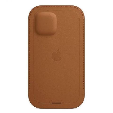 Apple  Leather Sleeve Phone Case with MagSafe for iPhone 12 Mini - Saddle Brown - Excellent