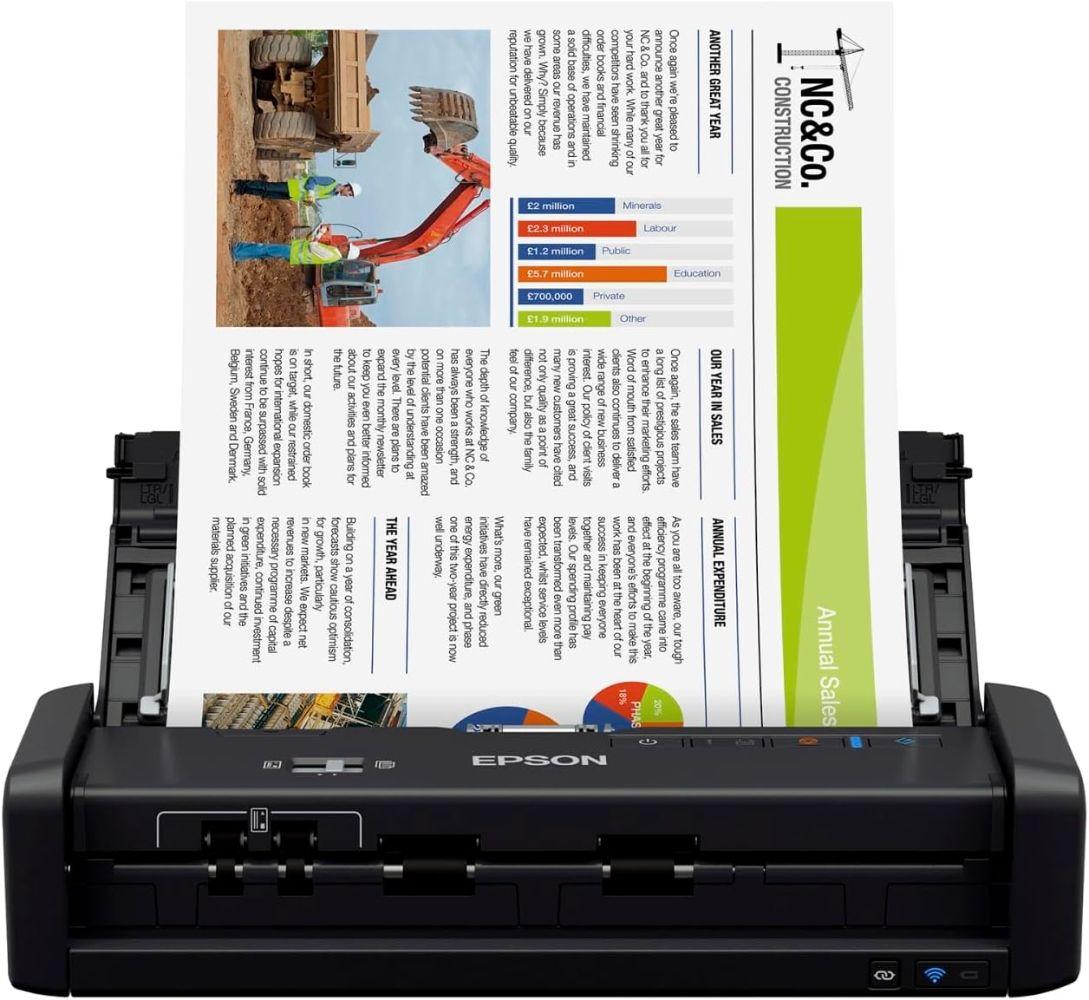 Epson WorkForce ES-300W Wireless Portable Duplex Document Scanner with ADF