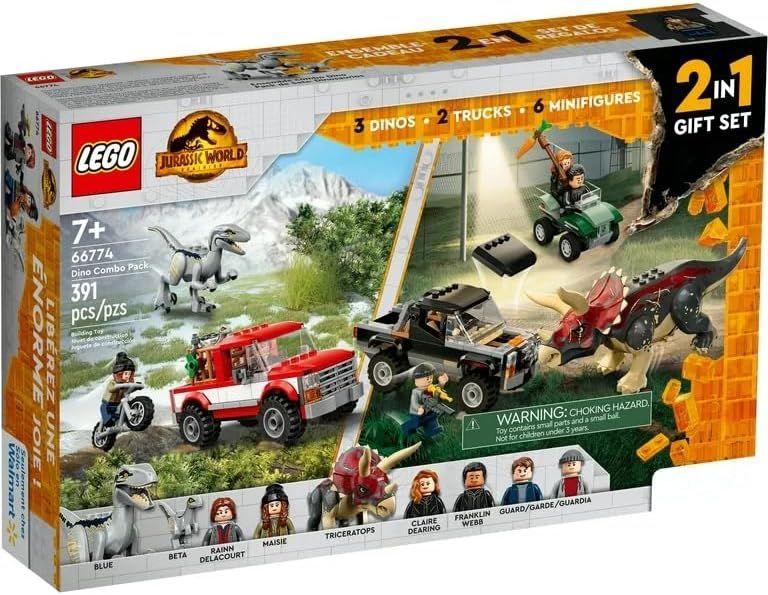 Lego Jurassic World Dinosaur Combo Pack 2-in-1 Triceratops and Velociraptor Gift Box Set