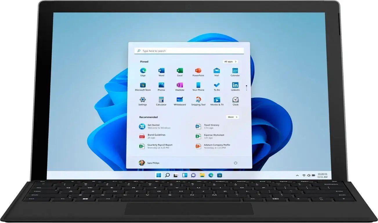 Microsoft Surface Pro 7+ with Surface Pro Type Cover - Intel Core i7-1165G7 2.8GHz - 256GB - Platinum with Black Cover - WiFi - 16GB RAM - 12.3 Inch - Excellent
