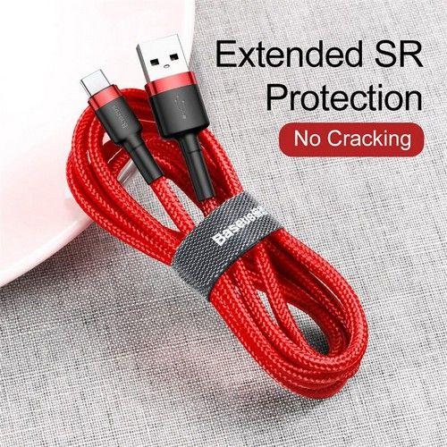 Refurbished Baseus Phone Cable cafule Fast Charging USB to Type-C USB for Samsung 3A 1M Red - Reebelo Canada