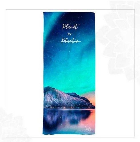 Refurbished PLANET OR PLASTIC BEACH TOWEL unisex Eco-friendly beach gym camping towel sand free galaxy art made from recycled plastic bottles - Reebelo Canada
