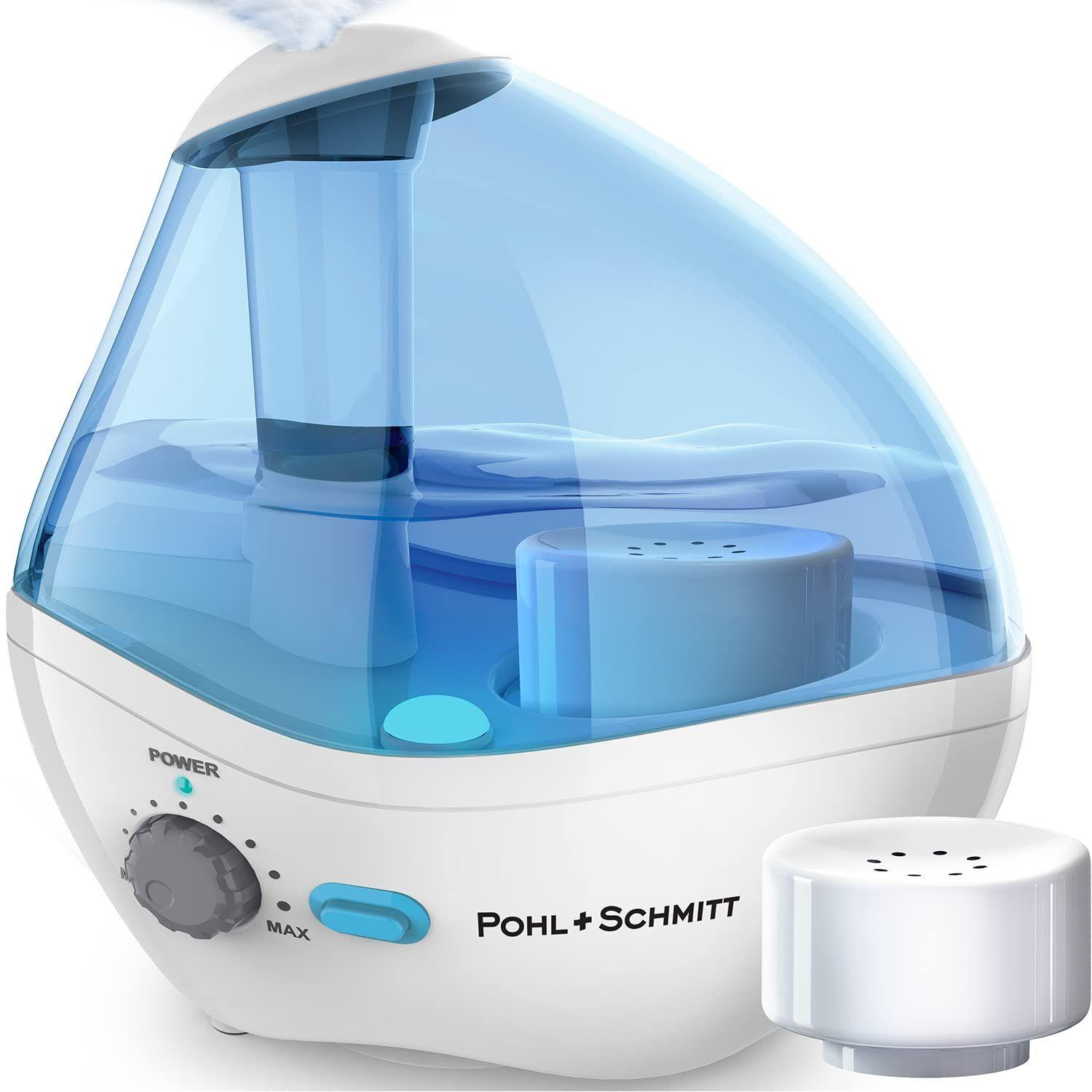 Pohl + Schmitt Ultrasonic Humidifier For Bedrooms - White/Blue - Premium