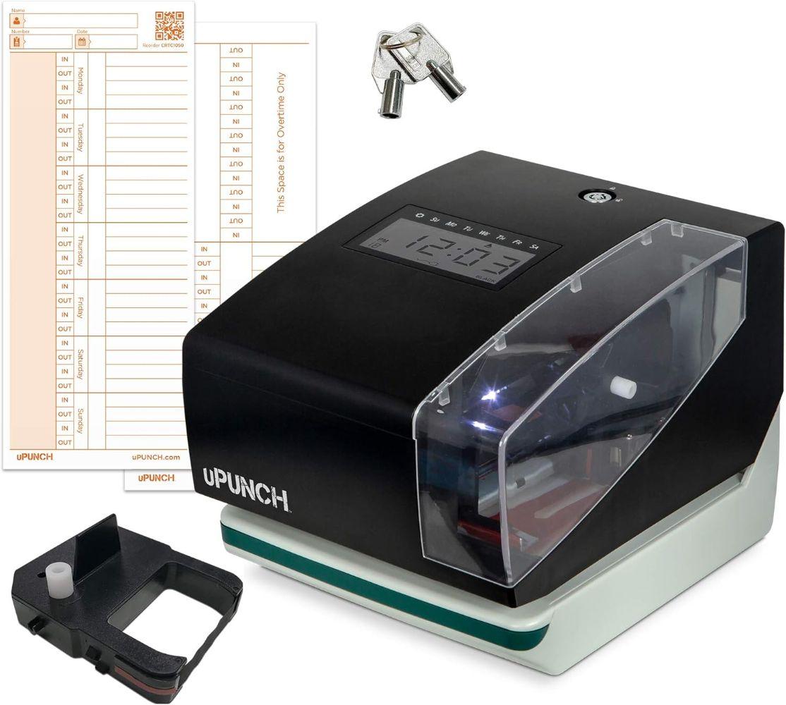 uPunch CR1000 Digital Time Clock and Date Stamp with 50 Time Cards