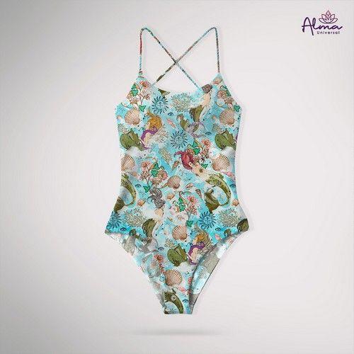 Refurbished Women's UPF 50+ MERMEID ONE PIECE Bathing Suits One Piece Swimsuits made from recycled plastic bottles Variant Size Value L - Reebelo Canada